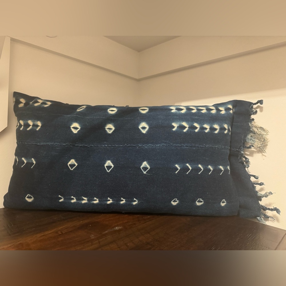 Authentic Indigo Mudcloth Pillow Cover and insert
